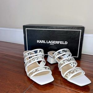 Never been worn before Karl Lagerfeld white sandals!! Size 9!
